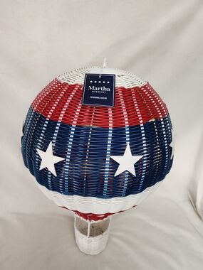 Martha Stewart Patriotic Wicker Hot Air Balloon Décor - Red White Blue 25"Tall